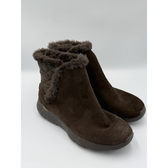 Skechers Shoes - Skechers Goga Mat Brown Faux Suede Ankle Boots Faux Fur Lined Women's 6.5